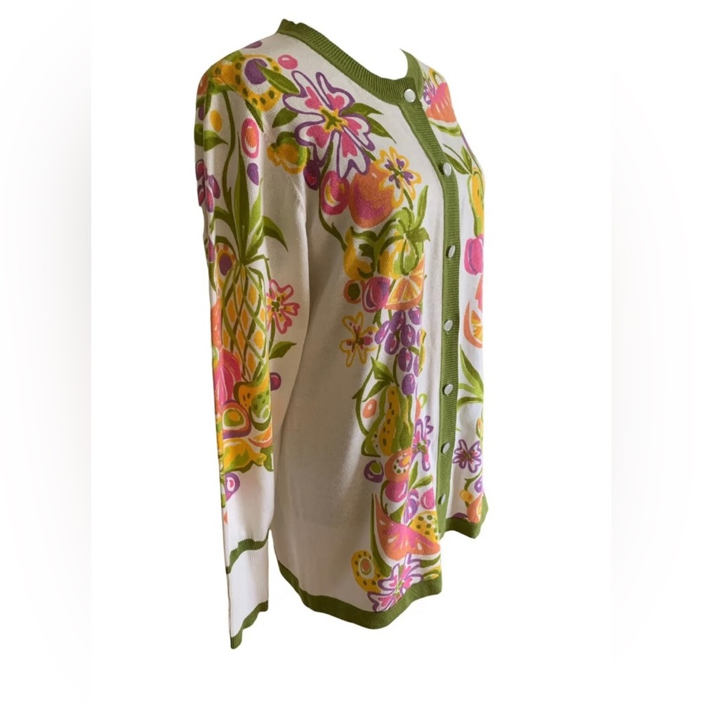 Bob Mackie Wearable Art Floral Soft Cardigan Sweater Women’s Sz M Grandmacore